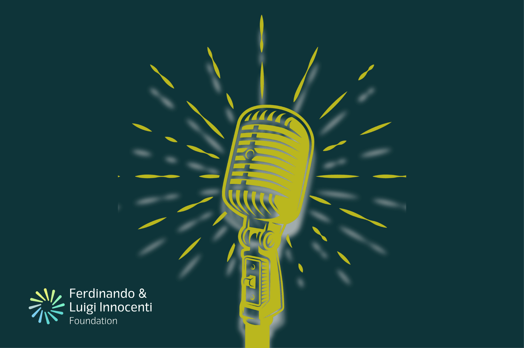 sparkling podcast microphone in yellow on a green background